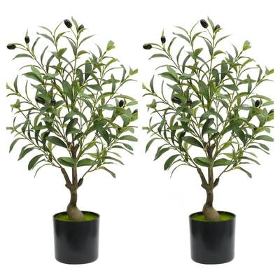 2pcs Fake Olive Tree, Artificial Faux Potted Tree
