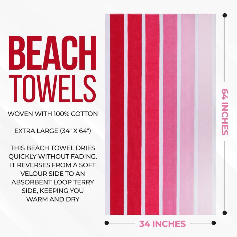 Superior Faded Stripes Cotton Velour Quick-Dry Oversized Beach Towel