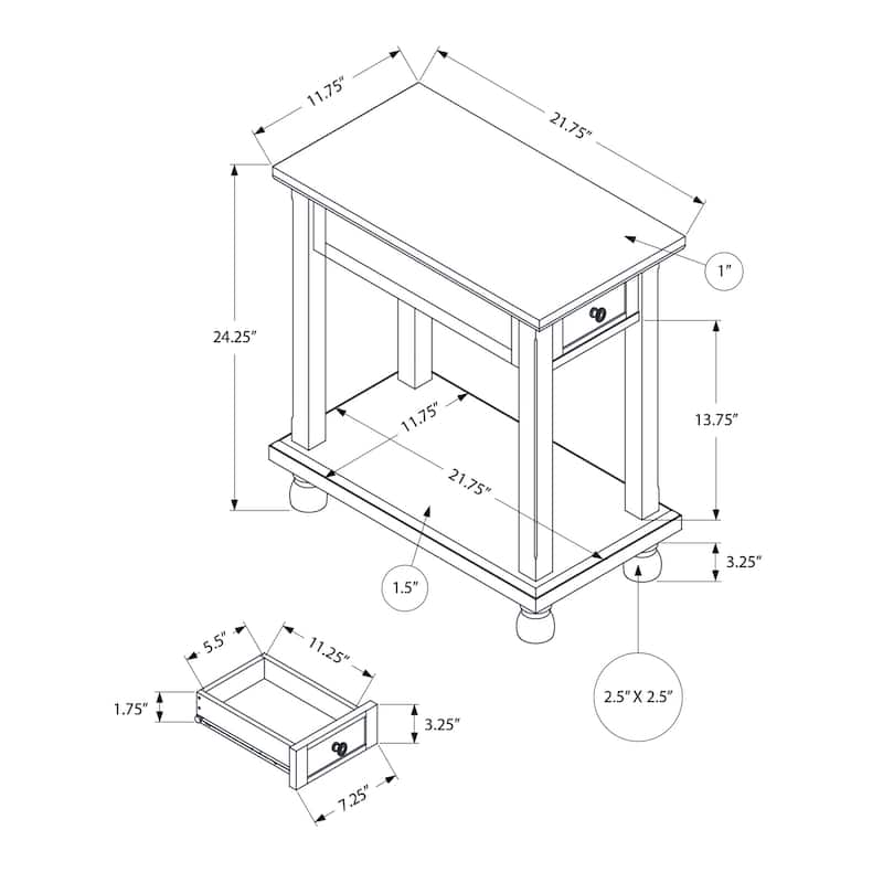 Accent Table, End, Side Table, Narrow, Nightstand, Bedroom, Lamp, Storage Drawer, Brown Veneer, Traditional - Espresso