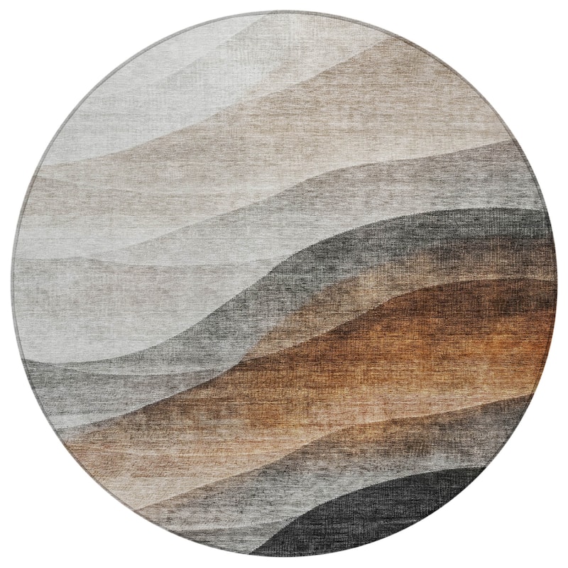 Machine Washable Indoor/ Outdoor Ombre Waves Chantille Rug