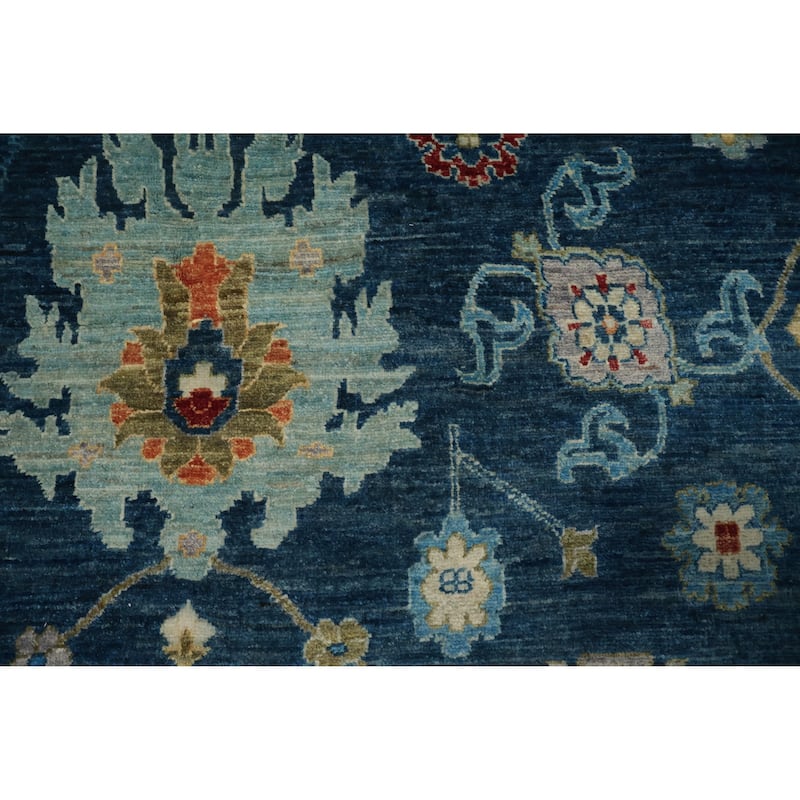 Hand Knotted Oriental 100% Wool Carpet Traditional All-Over Navy Blue & Blues Ziegler Area Rug - 12' 4'' X 8' 10''