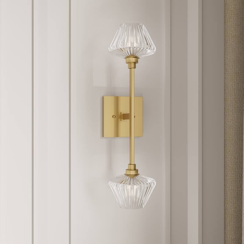 Vincenzina 2-light Modern Gold Sconce Dimmable Wall Torchiere with UL