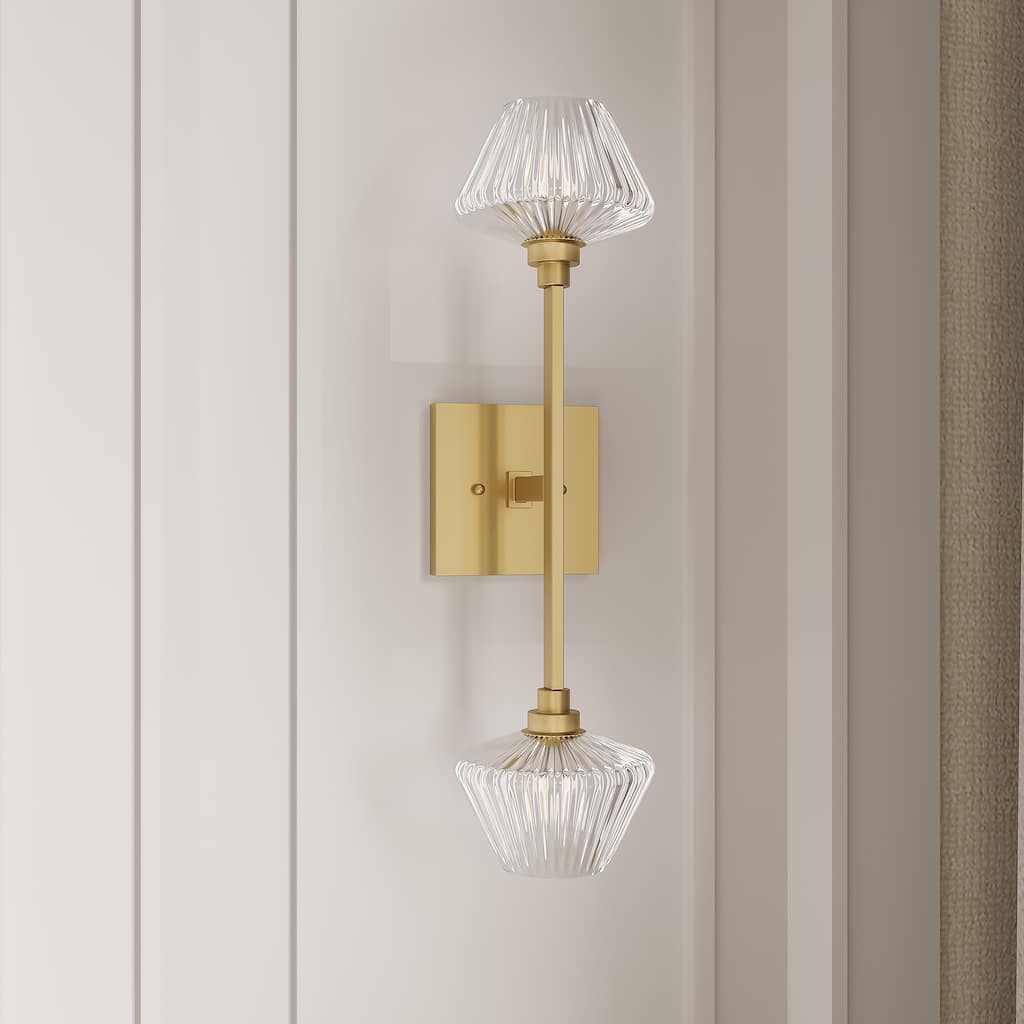 Vincenzina 2-light Modern Gold Sconce Dimmable Wall Torchiere with UL