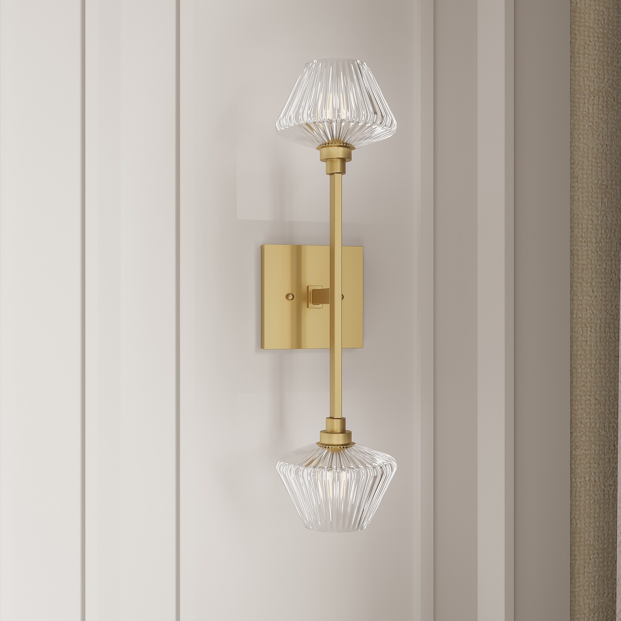 thumbnail image 2 of DORESshop Gold Wall Sconce - 19.6" 2-Light Modern Fixture For Bathroom & Living Room 2 of 9