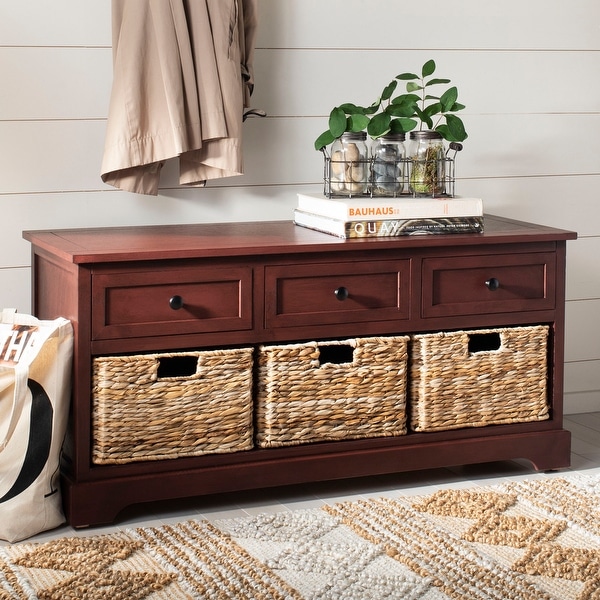 Safavieh Damien Red 3-drawer Storage Bench - 42.1" x 15.4" x 19.7"