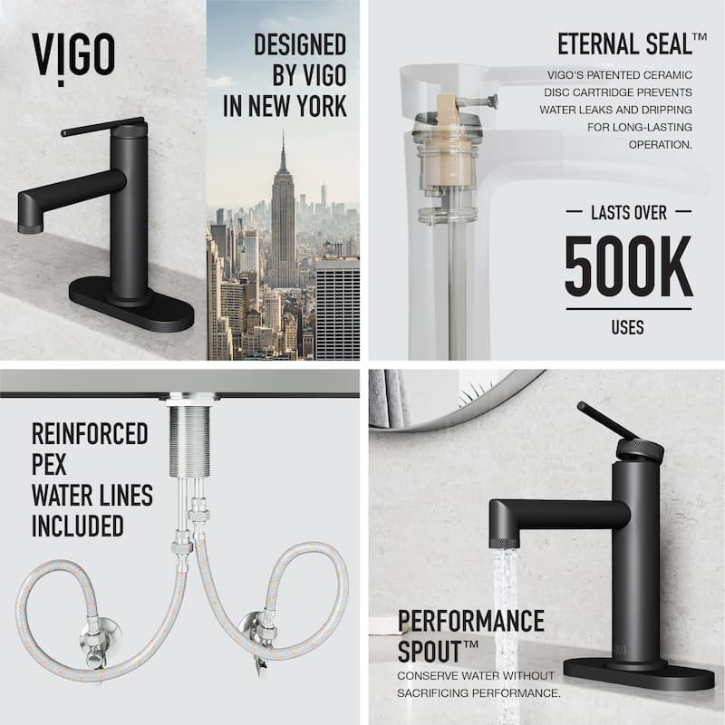 VIGO Sterling 7" H Single Handle Single Hole Bathroom Faucet