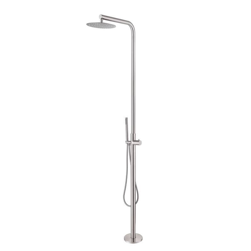 87"H Stainless Steel Freestanding Outdoor Shower with Handheld shower - Brushed Nickel