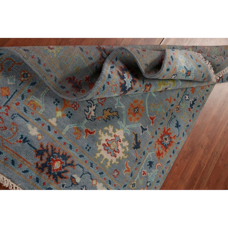 All-Over Gray Oushak Oriental Rug Handmade Wool Carpet - 4'1"x 5'11"