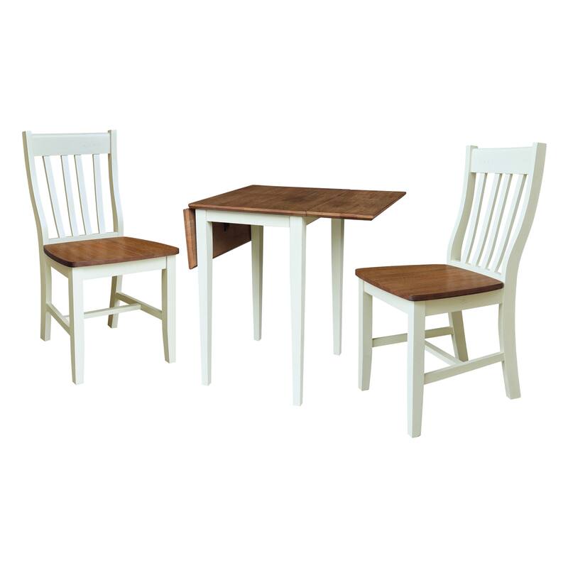 Solid Wood Dual Drop Leaf Table with Two Chairs - 3 Piece Set