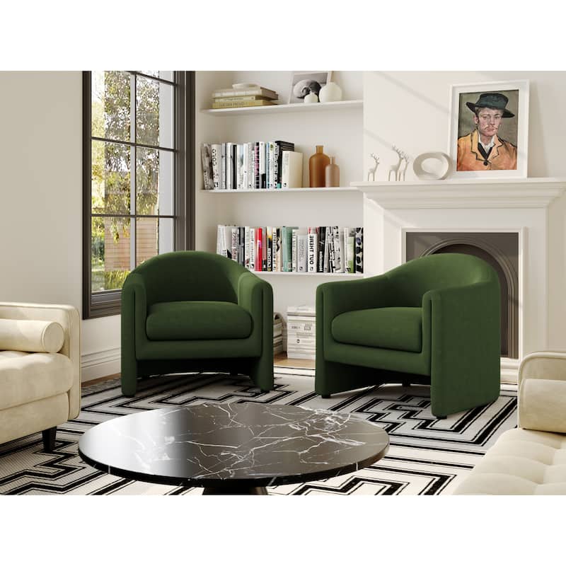 2 Set Modern Upholstered Barrel Accent Chair