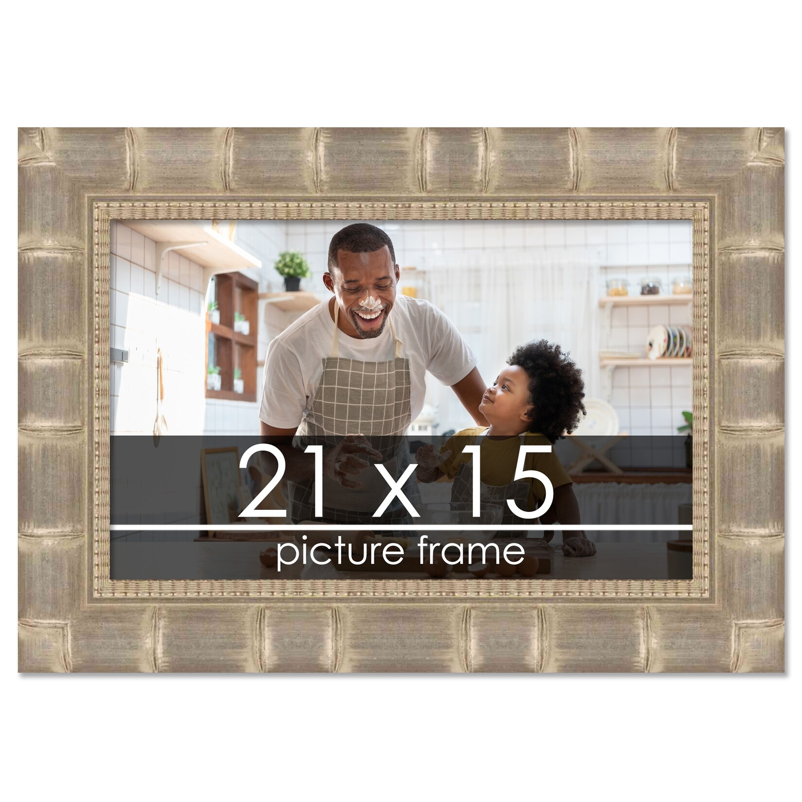 Poster Palooza 8x8 Frame Gold Bamboo Solid Wood Square Picture Frame with  UV Acrylic, Foam Board Backing & Hanging Hardware Included
