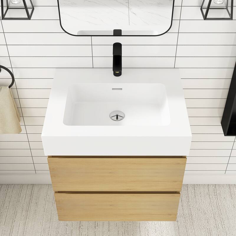 Floating Bathroom Vanity with Solid Surface Top