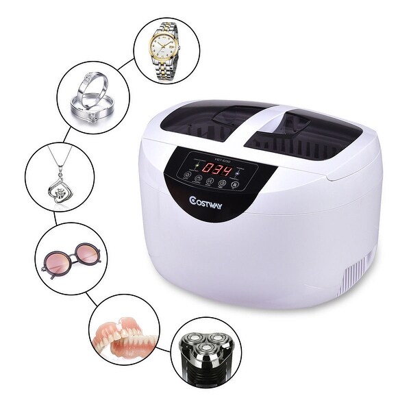 Costway 2.5 L Digital Heated Ultrasonic Cleaner Jewelry Eyeglasses Rings Professional - White