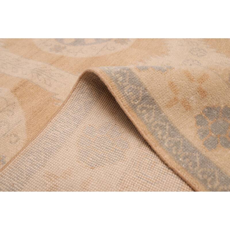 ECARPETGALLERY Hand-knotted Finest Oushak Light Brown Wool Rug - 5'10 x 8'11