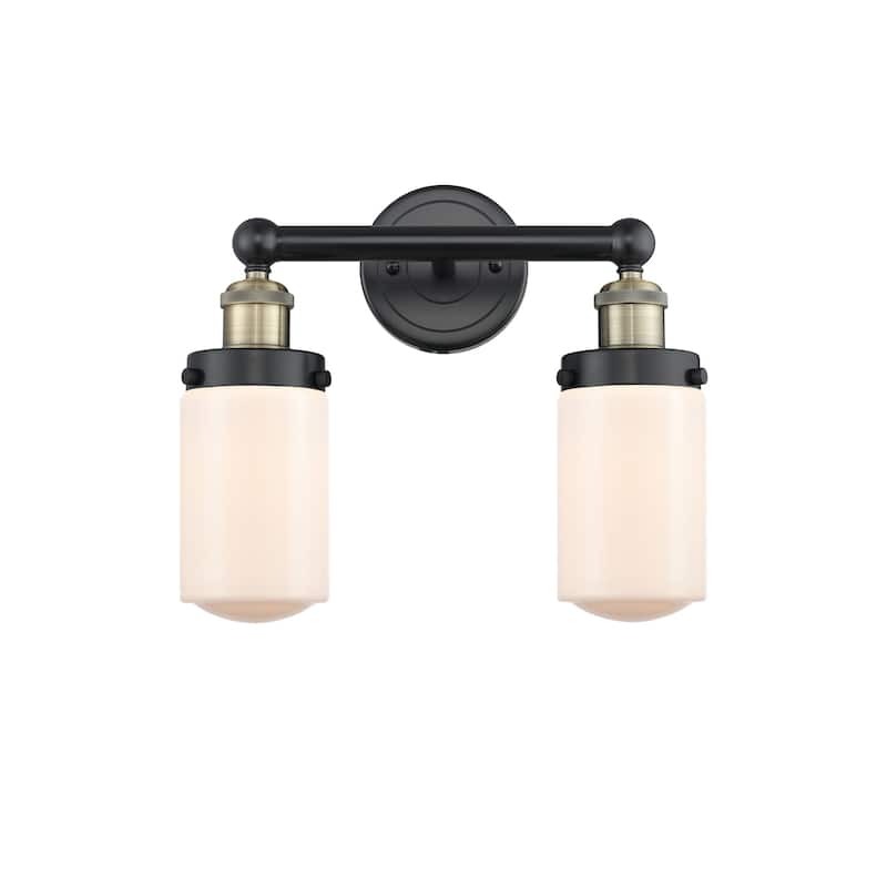 Innovations Lighting 616-2W-10-16 Dover Vanity Dover 2 Light 16" Wide - Black Antique Brass / Matte White