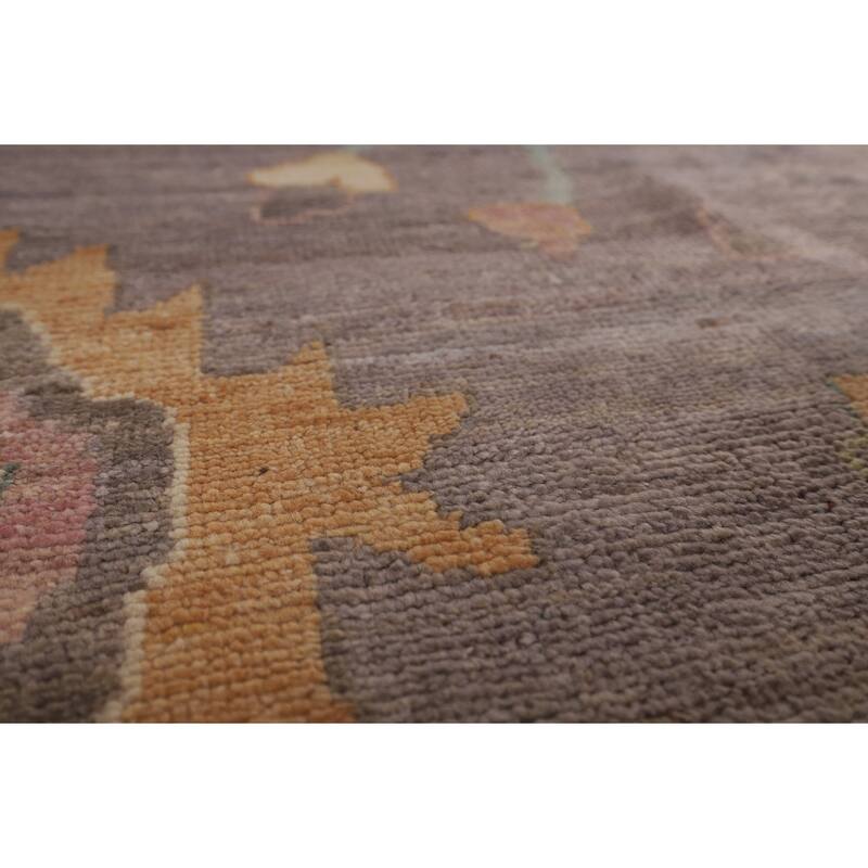 All-Over Gray Oushak Vegetable Dye Large Area Rug Handmade Wool Carpet - 10'0" x 13'9"