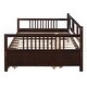 preview thumbnail 11 of 9, Multifunctional Design Wood Daybed Bed with Backrest and Twin Size Trundle, Full Size, Espresso