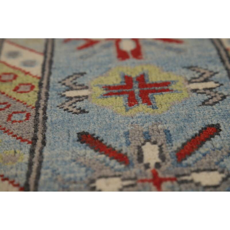 Hand Knotted Oriental 100% Wool Carpet Traditional Geometric Beige & Ivories Kazak Area Rug - 12' 0'' X 9' 1''