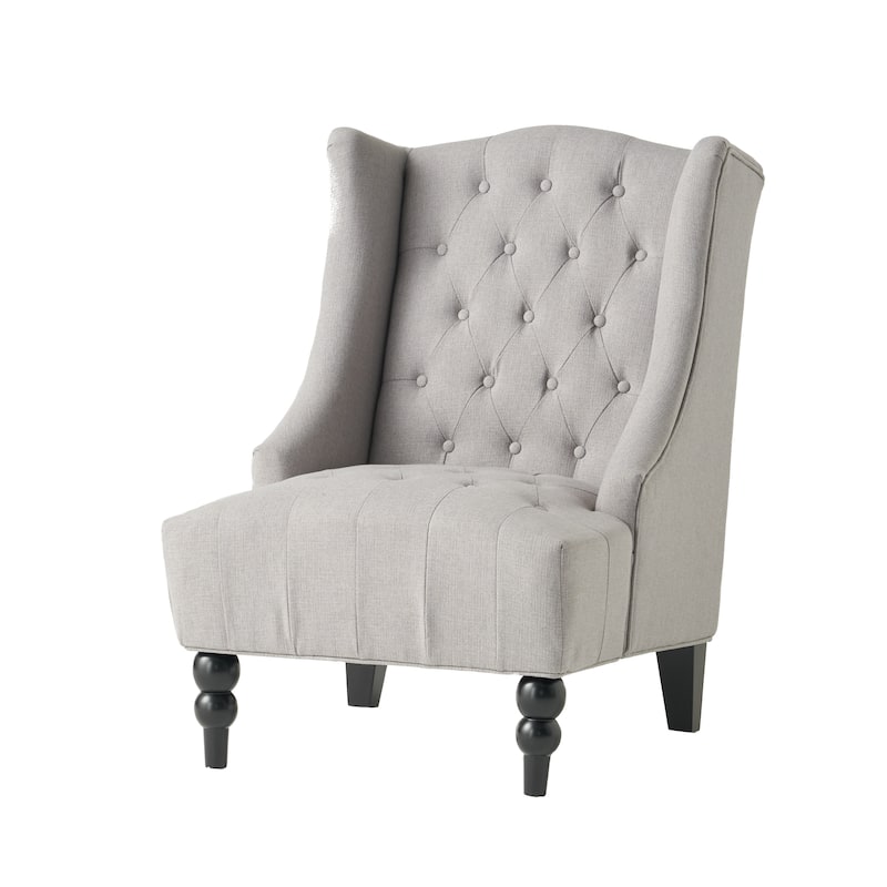 Contemporary Design Upholstered Wingback Chair, Hi-back Club Chair with Wood Legs