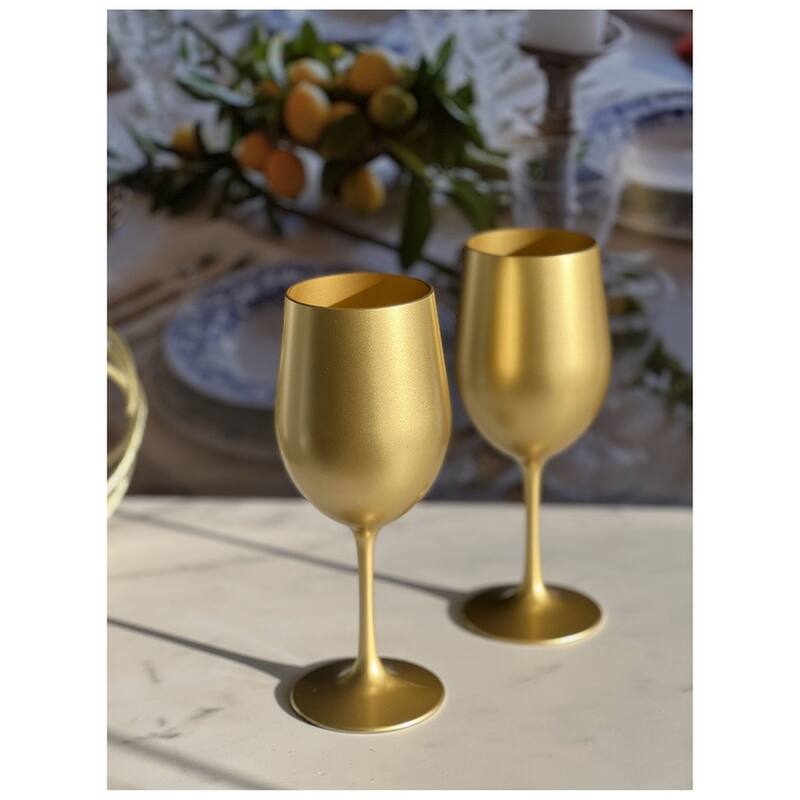 LeadingWare Metallic Color Acrylic Wine Glasses Set of 4 (12oz) 2.5