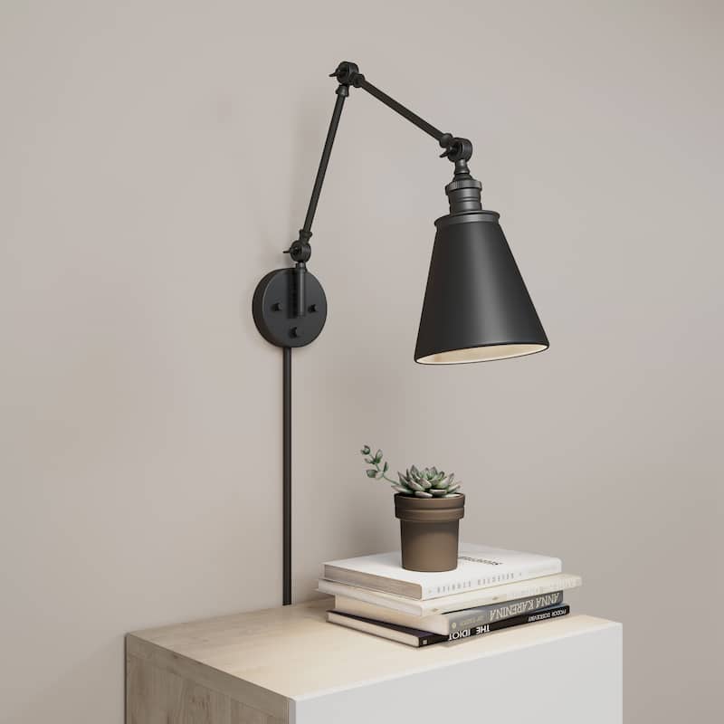 Evonne 1-Light Swing Arm Sconce Light - Matte Black