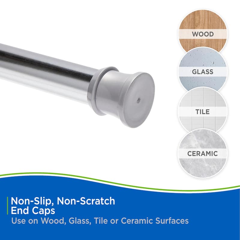 Kenney Twist & Fit No Tools Camlock Tension Shower Curtain Rod, 36-63"