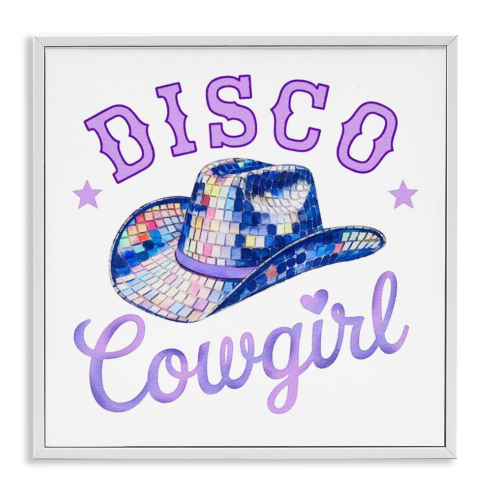 Stupell Purple Disco Cowgirl Hat Framed Giclee Art Design By Amanda Greenwood