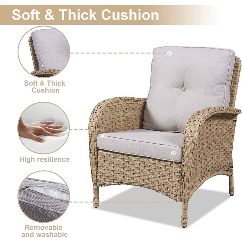 Gymojoy 7PCS Outdoor Loveseat Sofa Table Rocking Chair Furniture Set