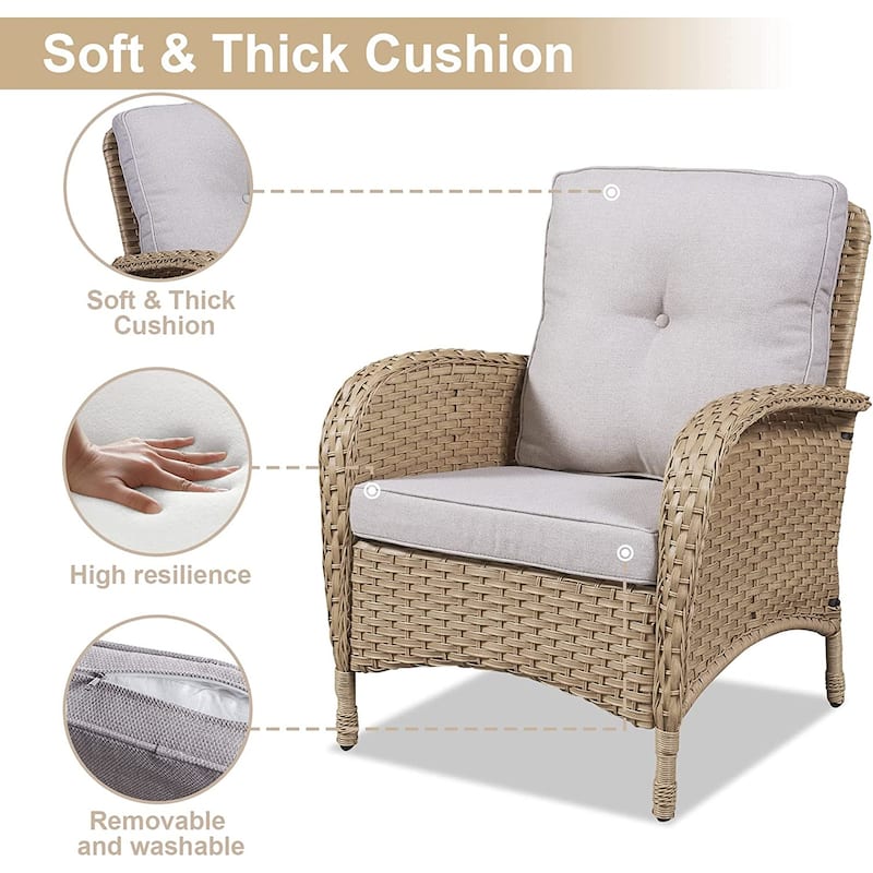 Gymojoy Outdoor Loveseat Sofa Table With Swivel Rocking Chair Furniture Set