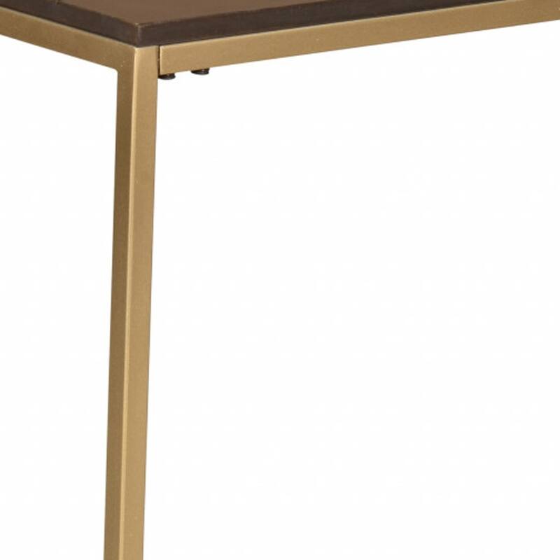HomeRoots 25" Dark Brown Solid Wood And Steel Frame End Table