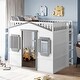 preview thumbnail 2 of 34, House-shaped Full Size Loft Bed Frame With Ladder, Windows and Guardrail