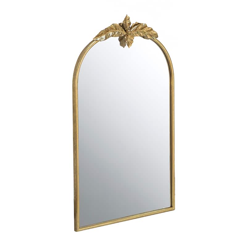 Arched Wall Mirror with Gold Metal Frame