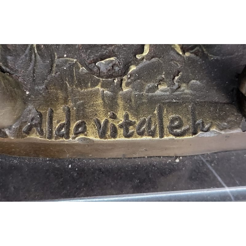Original Aldo Vitaleh Arab Man Holding Falcon Walking His Horse Bronze Sculpture