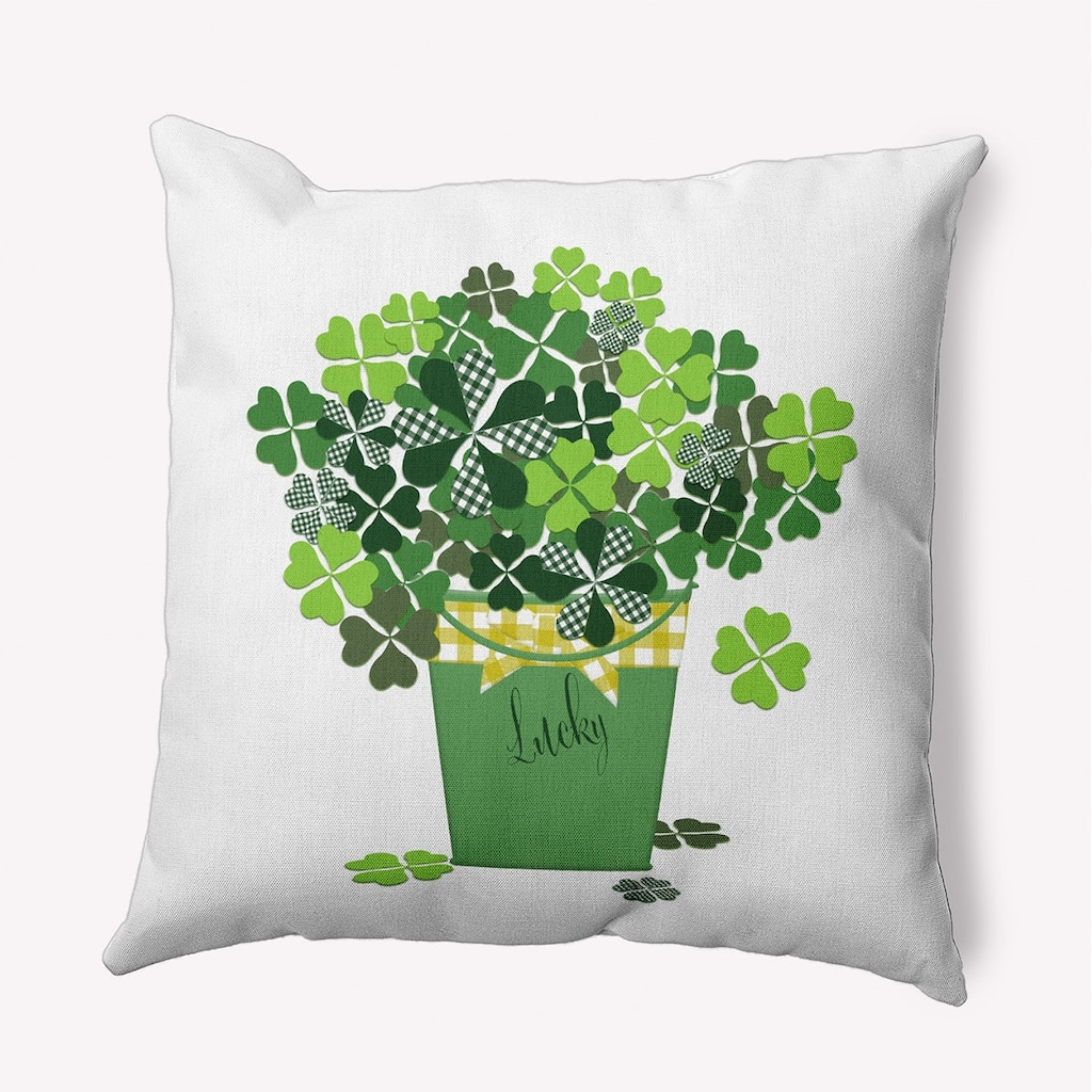Bucket of Shamrocks Indoor/Outdoor Throw Pillow