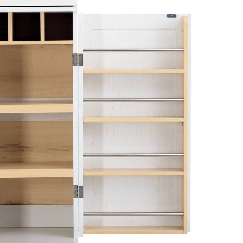 Farmhouse 78.2" Tall Kitchen Pantry Cabinet with Door Shelves, Adjustable Shelves and Hidden Drawer