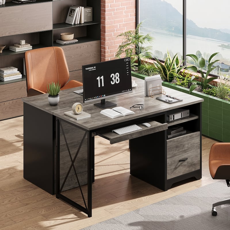 Bestier 47" Office Desk with Drawers,Computer Desk with Drawer,Teacher Desk with Keyboard Tray for Small Space Home Office
