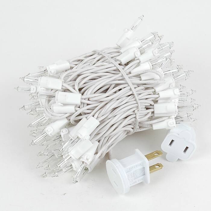100 Light Christmas Mini Light Set, Black Wire, 22' Long