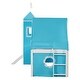 preview thumbnail 9 of 7, Blue Twin Size Pine Wood Castle-Inspired Bunk Bed with Slide