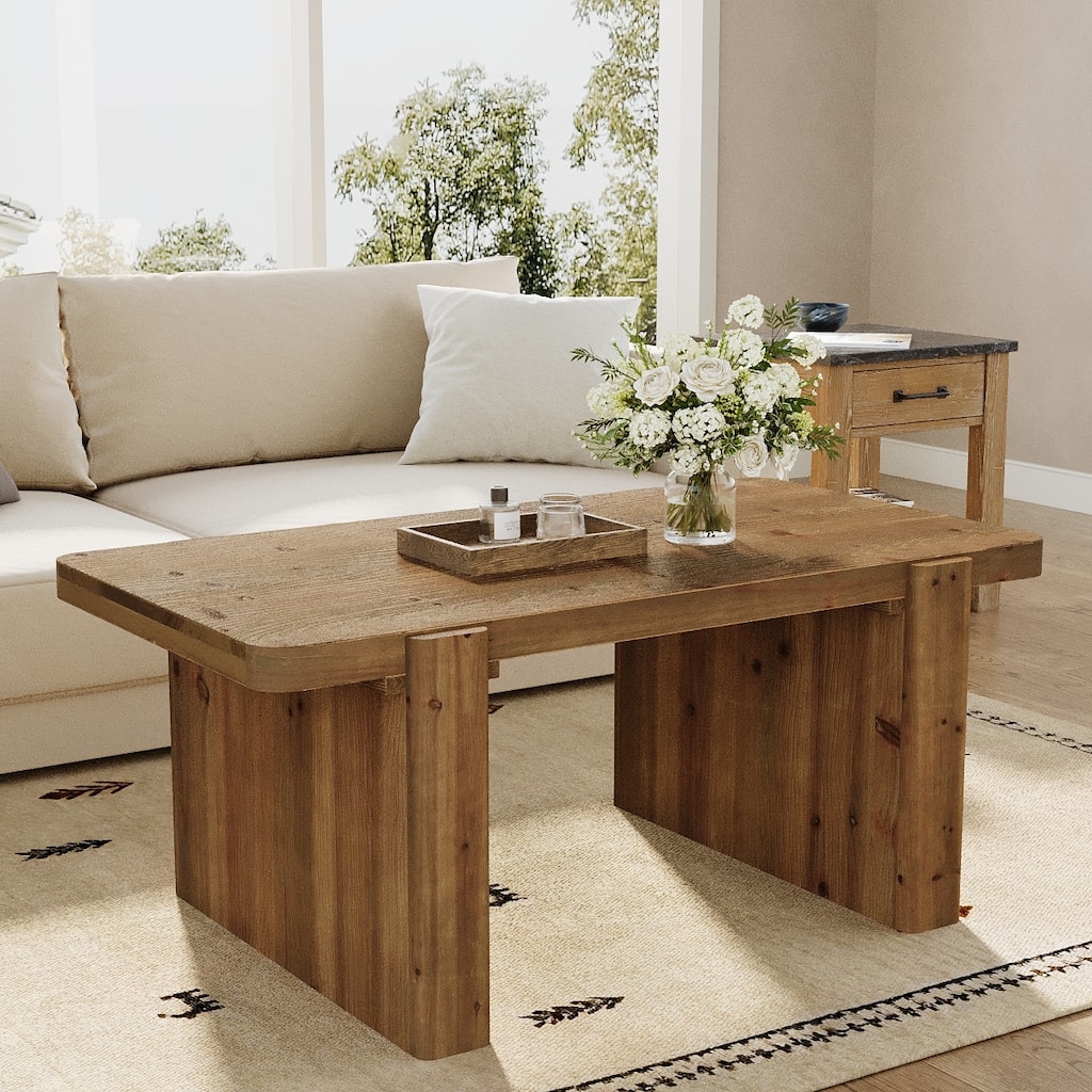 Solid Wood Farmhouse Coffee Table for Living Room