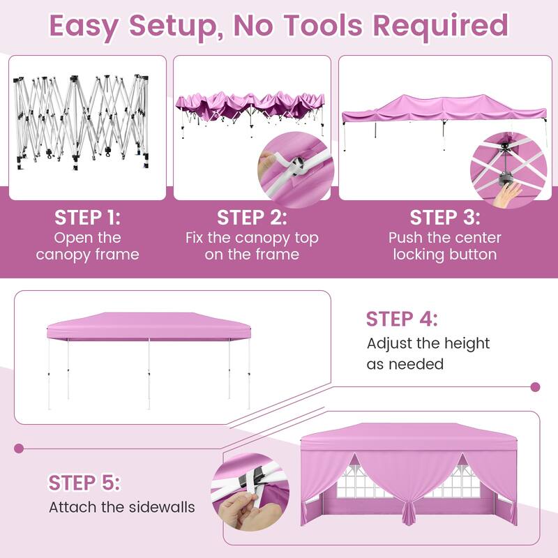 Gymax 10 X 20 FT Pop up Canopy Tent w/ 6 Sidewalls Wheeled Bag 6