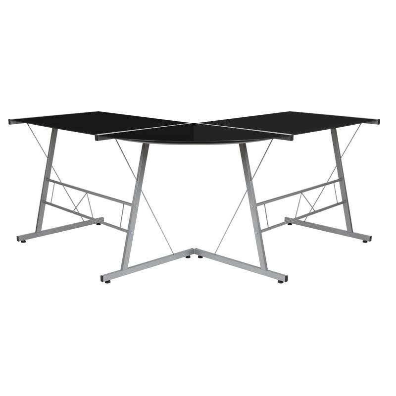 L-Shaped Computer Corner Glass Desk, Gaming Desk, Home Office Corner Desk