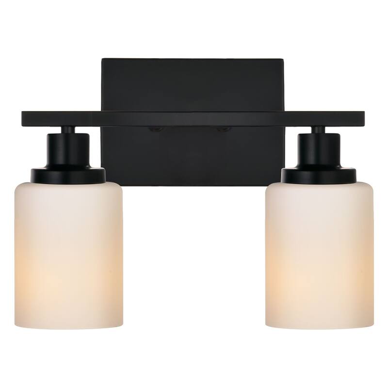 2-Light Bathroom Light Fixtures Brushed Brass 6-Light Bathroom Vanity Light, Bathroom Lights Over Mirror with Milky Glass Shade - Black