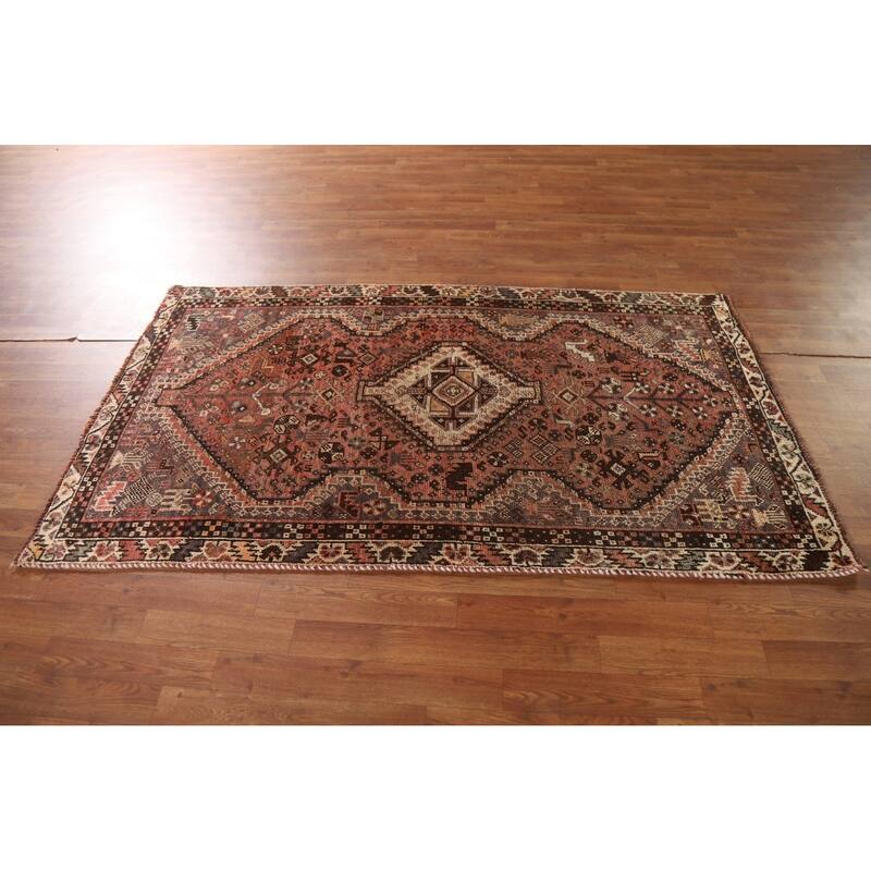 Vegetable Dye Qashqai Persian Rug Hand-knotted Antique Wool Carpet - 3'9"x 6'8"