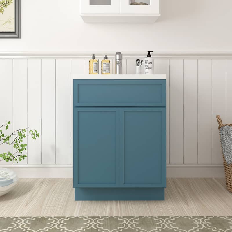 Vanity Art 24" Freestanding Single Base Storage Cabinet with Soft Close Doors - Sea Green