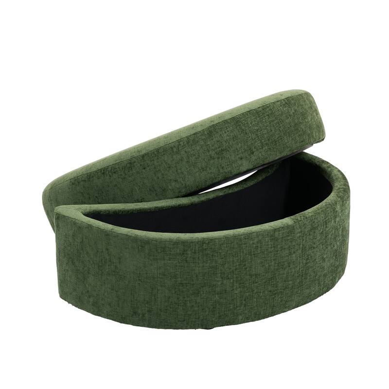 Moon Chenille Upholstered Storage Ottoman