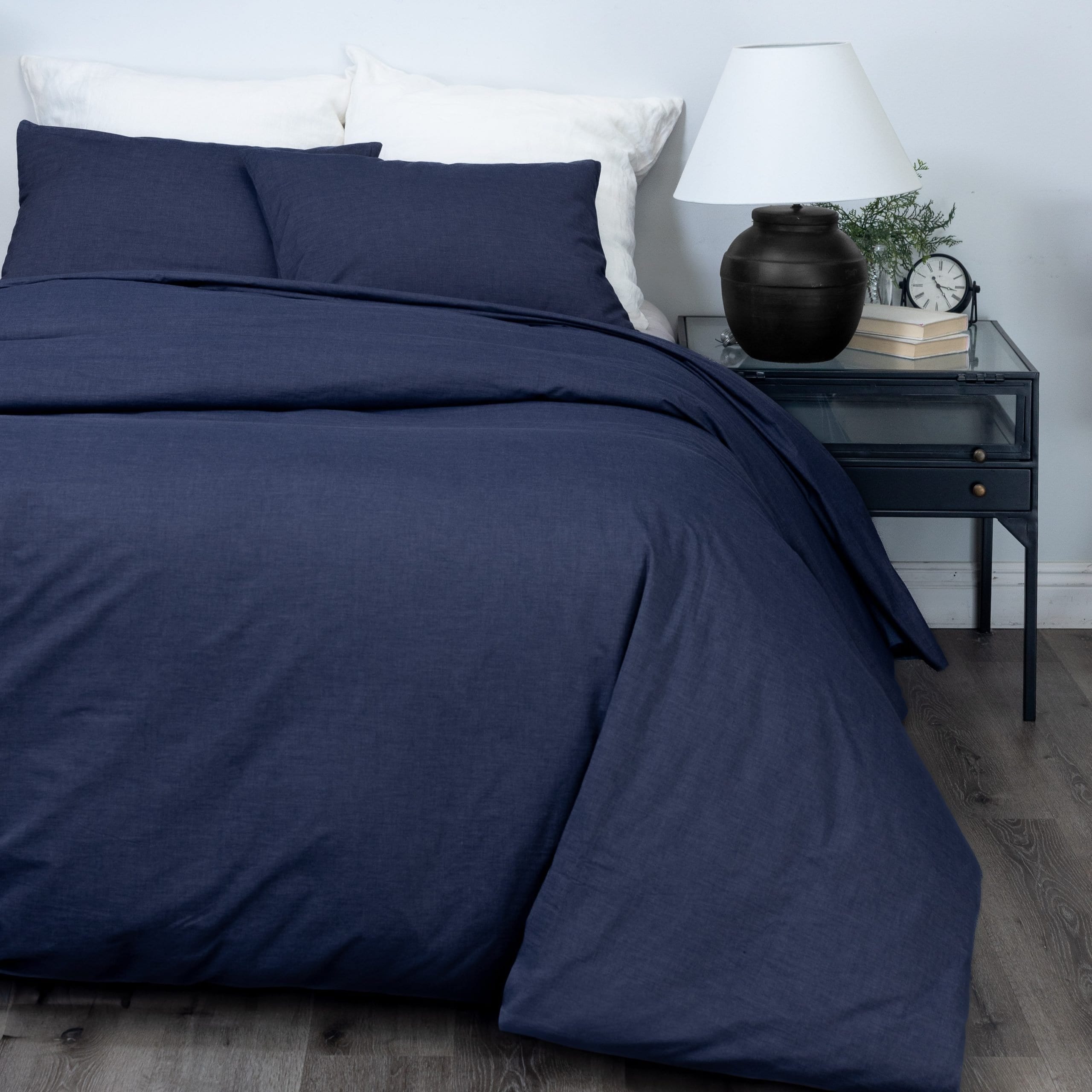 Sensa, Cotton Sateen, Navy, Duvet Cover Set