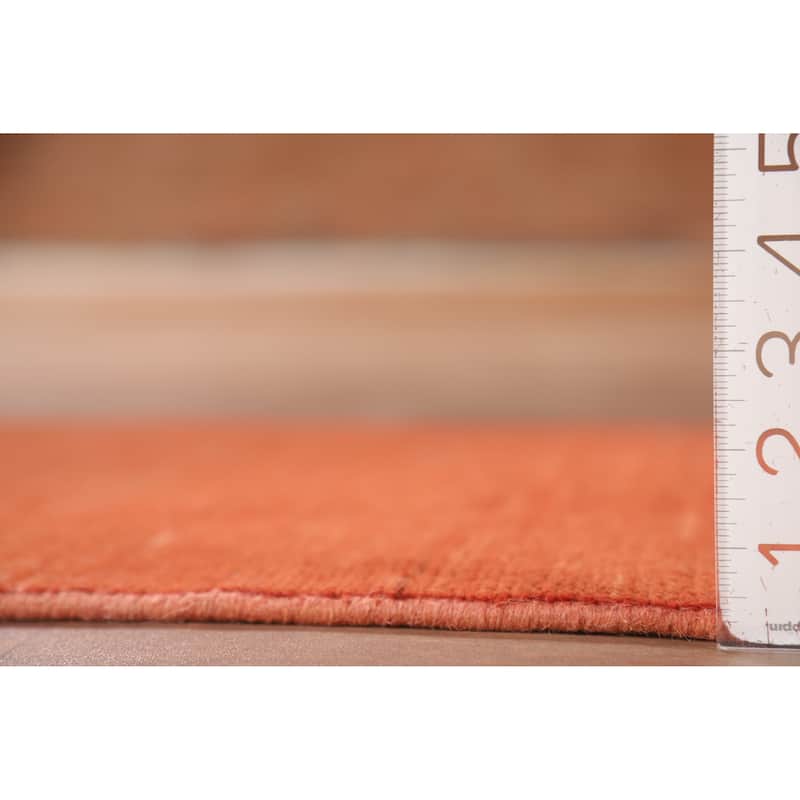 Solid Orange Gabbeh Oriental Foyer Rug Hand-Knotted Wool Carpet - 1'8"x 3'2"
