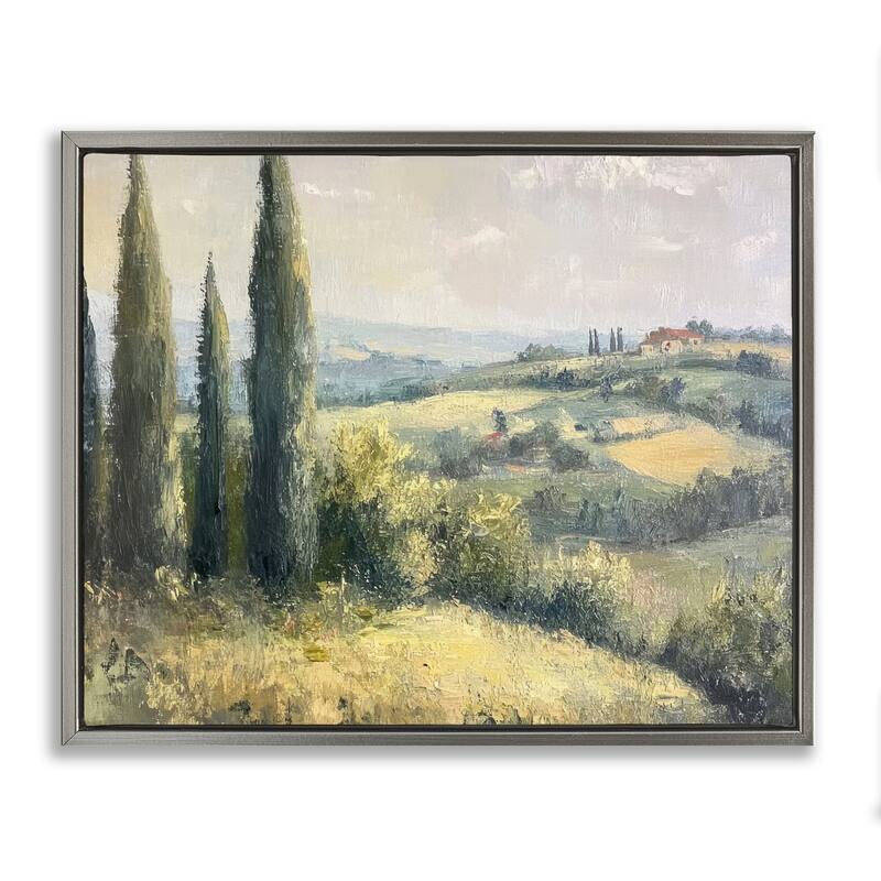 Stupell Rolling Hills Country View Framed Floater Canvas Wall Art Design By Petal Prints Design - 21 x 17 - Grey
