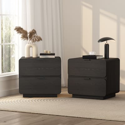 Manhattan Comfort Chrystie Contemporary Modern 2 Drawer Nightstand Set of 2
