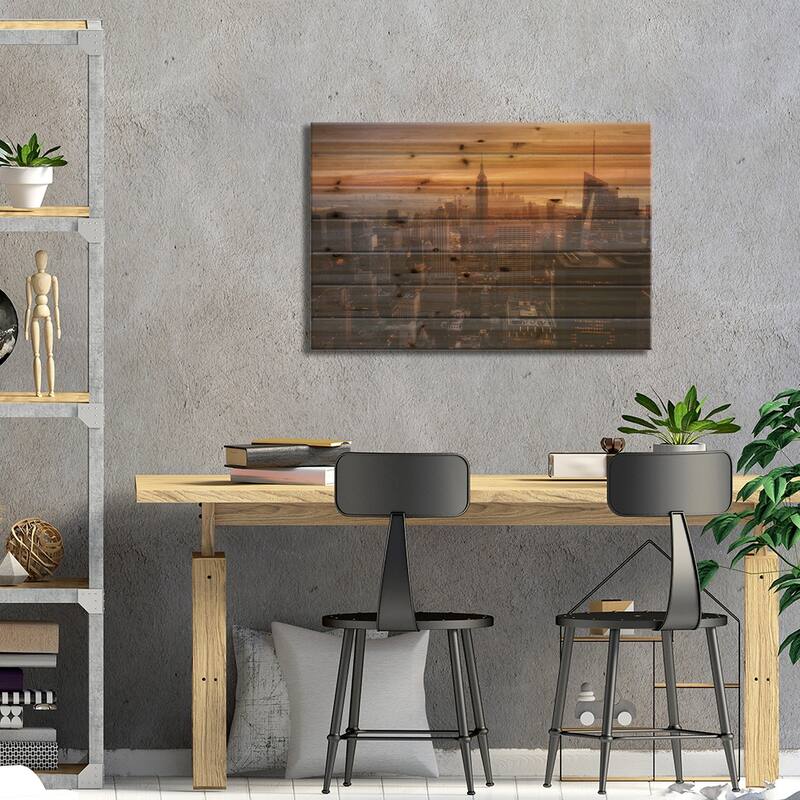 Manhattan's light Print On Wood by Jorge Ruiz Dueso - Multi-Color